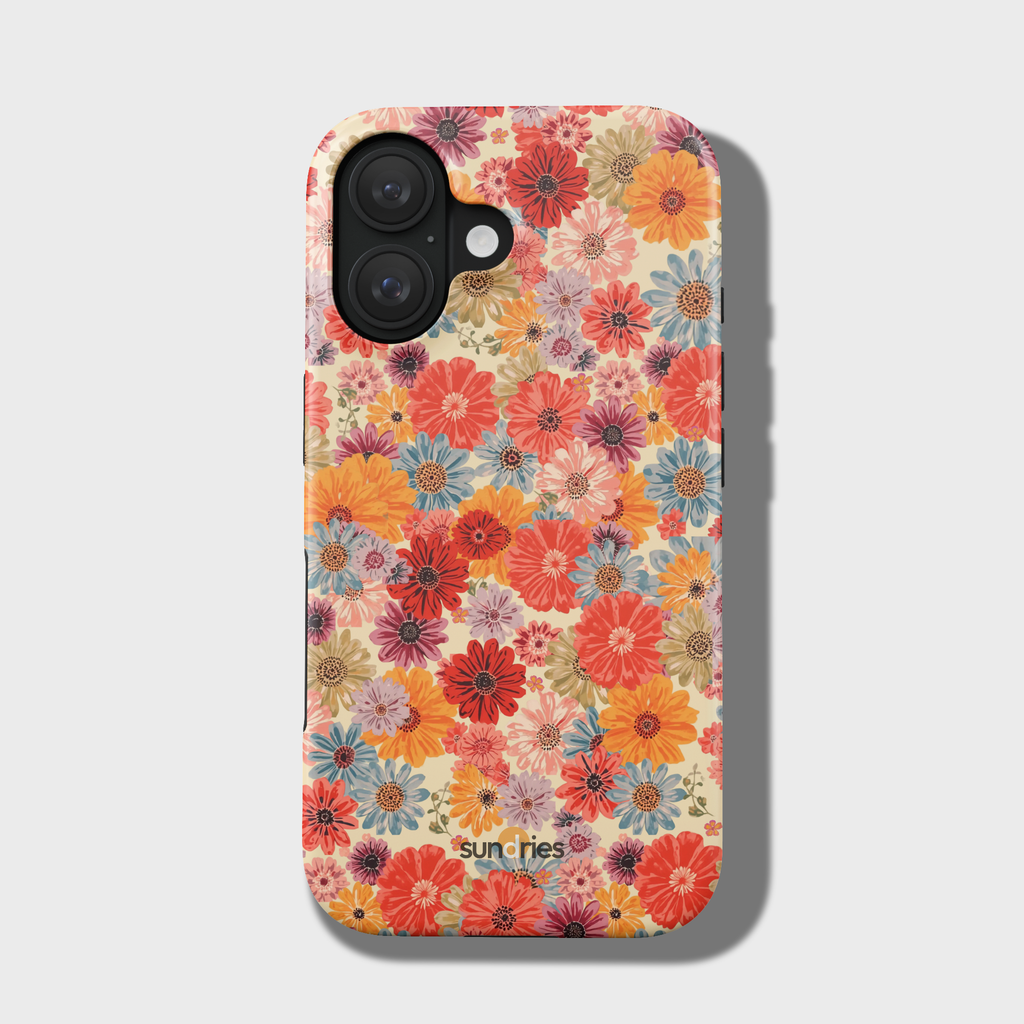 Floral patterned phone case on a light gray background