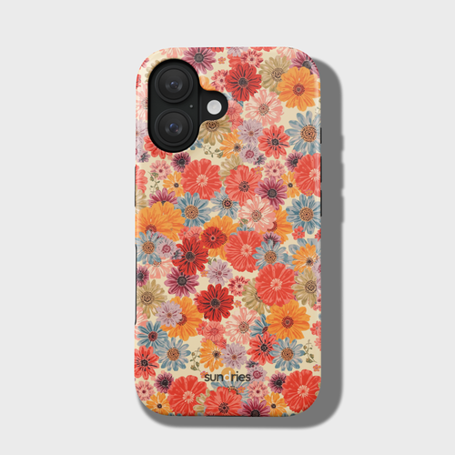 Floral patterned phone case on a light gray background