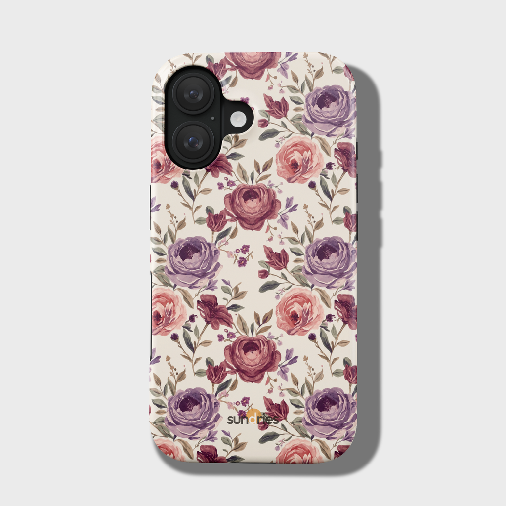Floral patterned phone case on a light gray background